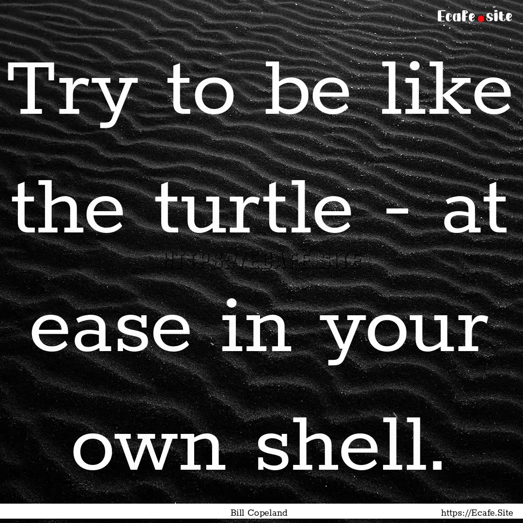 Try to be like the turtle - at ease in your.... : Quote by Bill Copeland