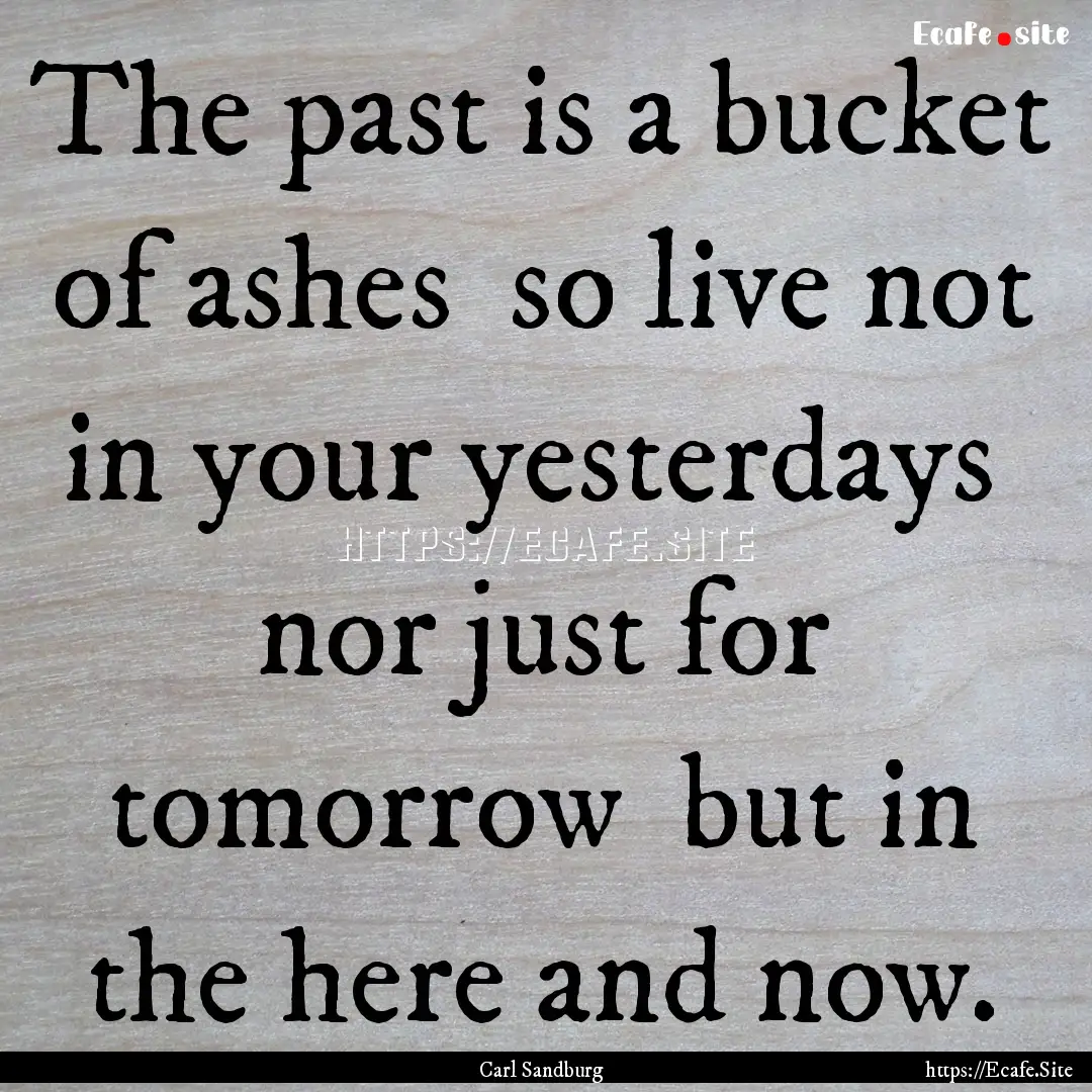 The past is a bucket of ashes so live not.... : Quote by Carl Sandburg