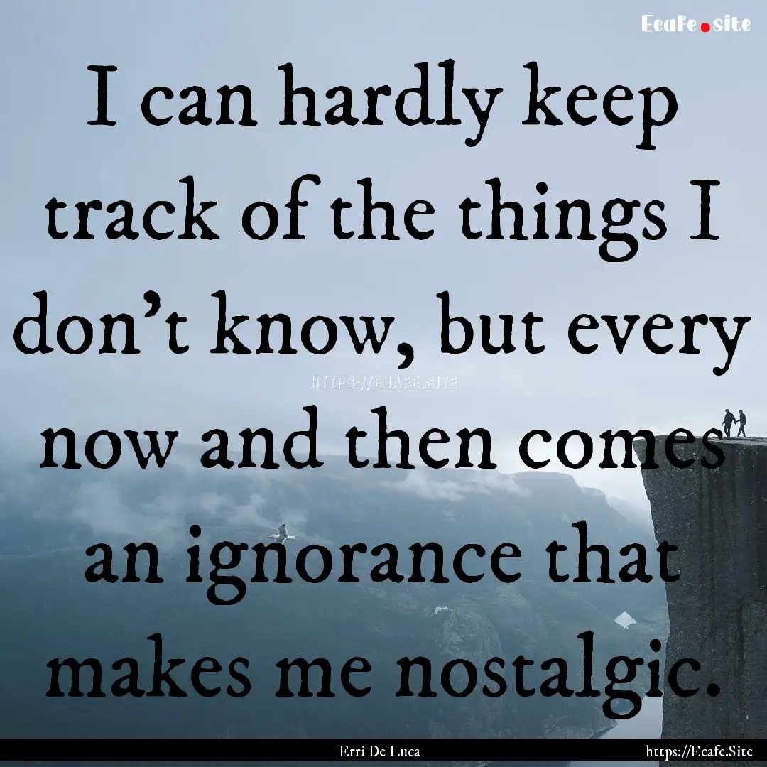 I can hardly keep track of the things I don't.... : Quote by Erri De Luca