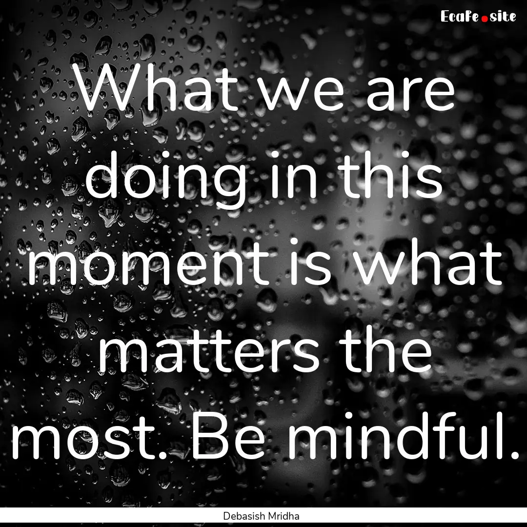 What we are doing in this moment is what.... : Quote by Debasish Mridha