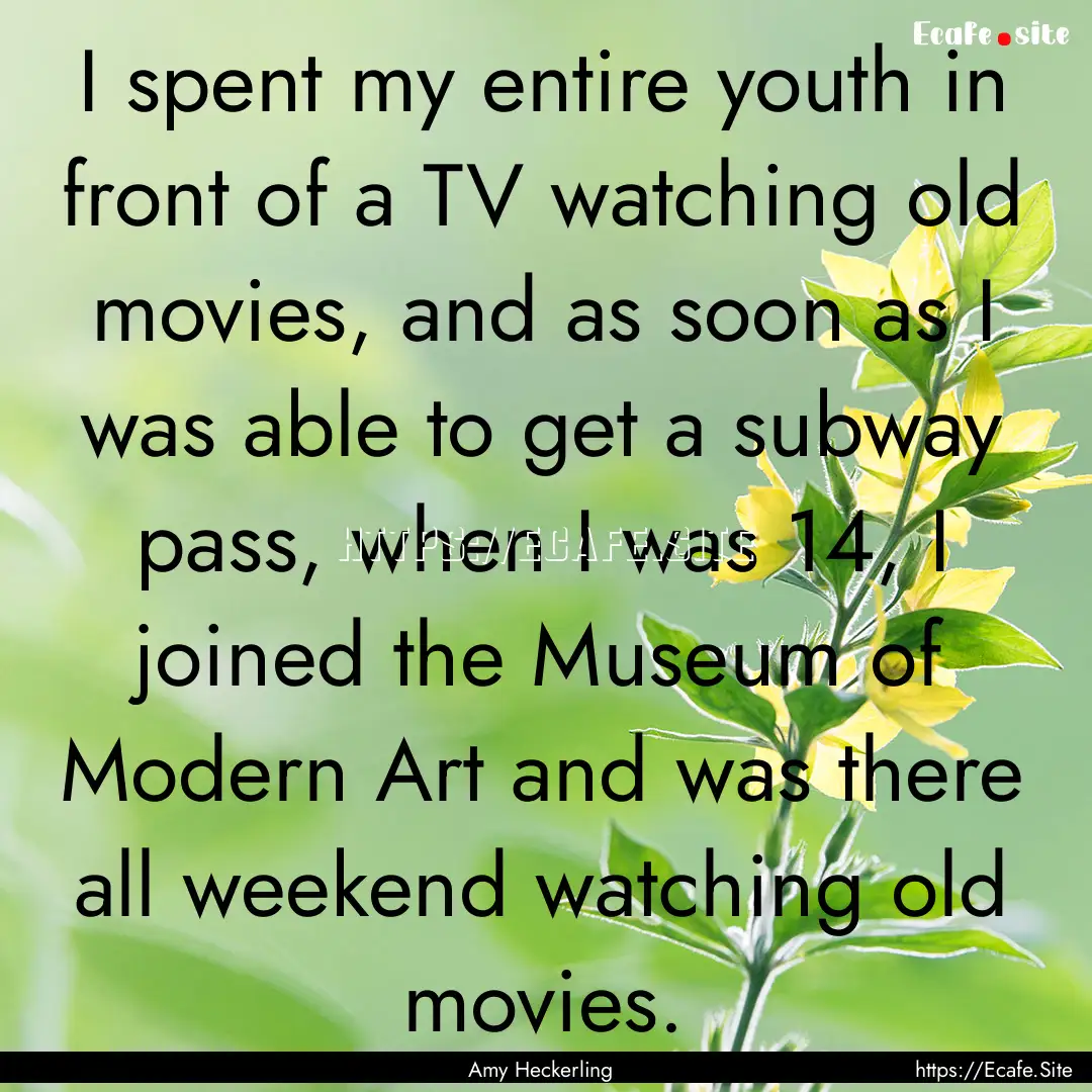 I spent my entire youth in front of a TV.... : Quote by Amy Heckerling