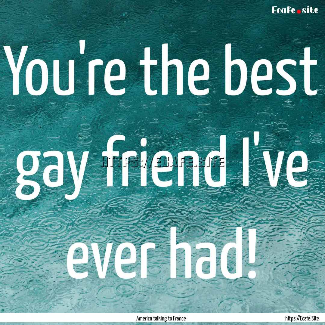 You're the best gay friend I've ever had!.... : Quote by America talking to France