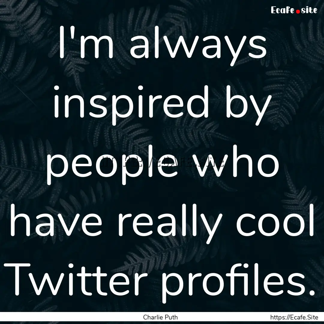 I'm always inspired by people who have really.... : Quote by Charlie Puth