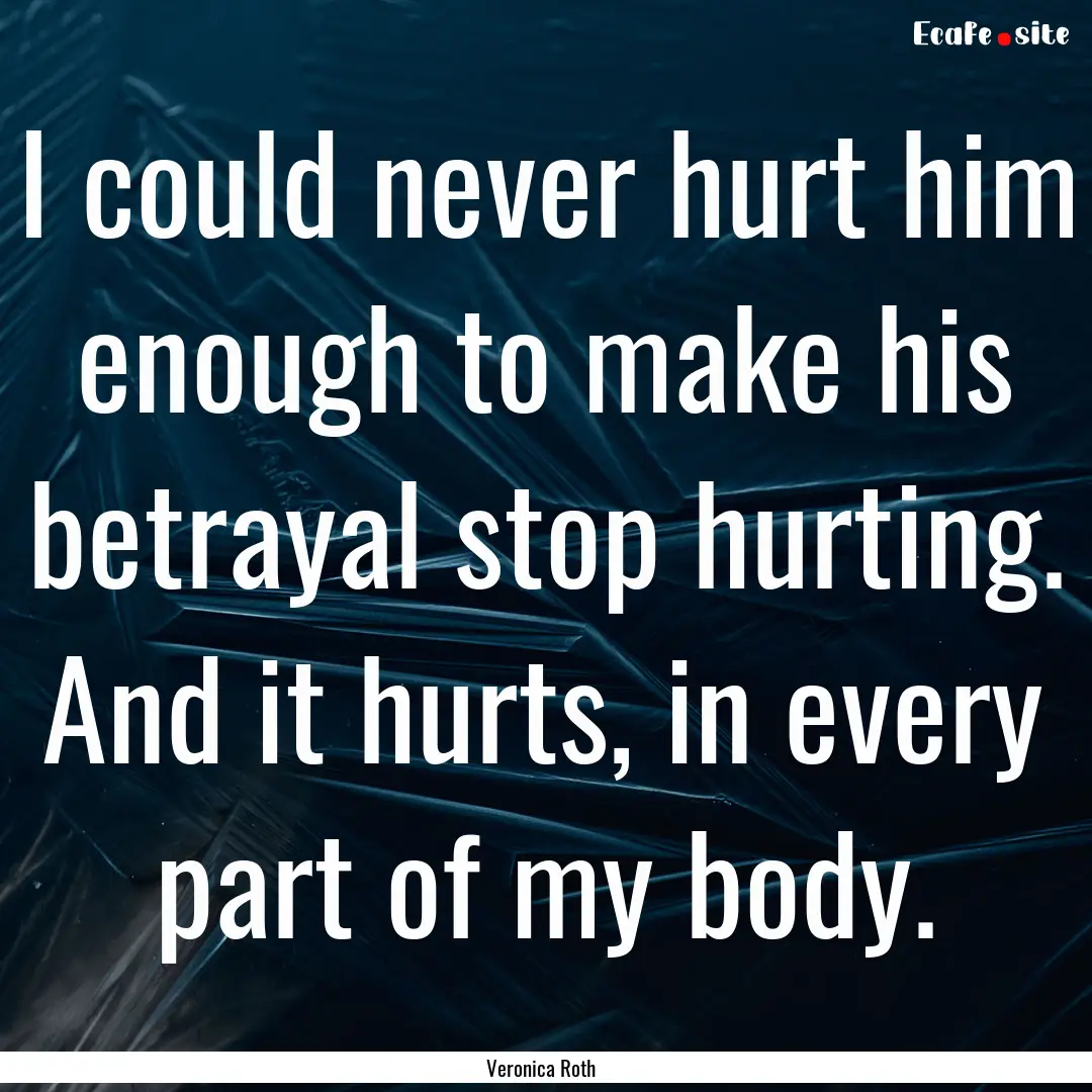 I could never hurt him enough to make his.... : Quote by Veronica Roth