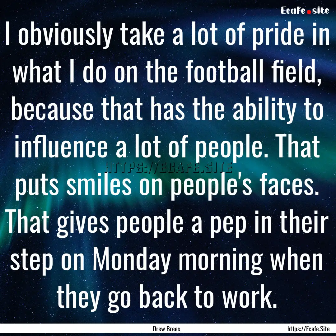 I obviously take a lot of pride in what I.... : Quote by Drew Brees