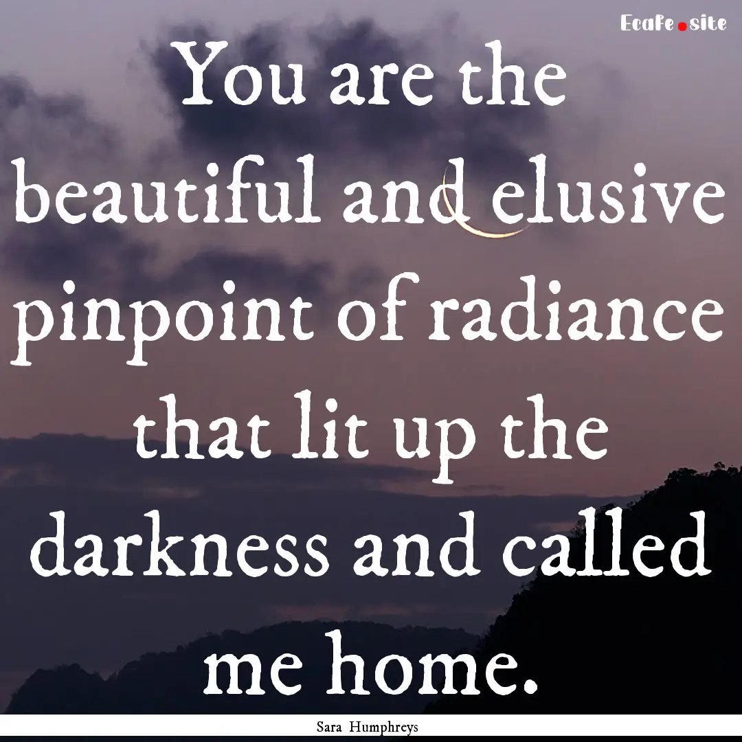 You are the beautiful and elusive pinpoint.... : Quote by Sara Humphreys