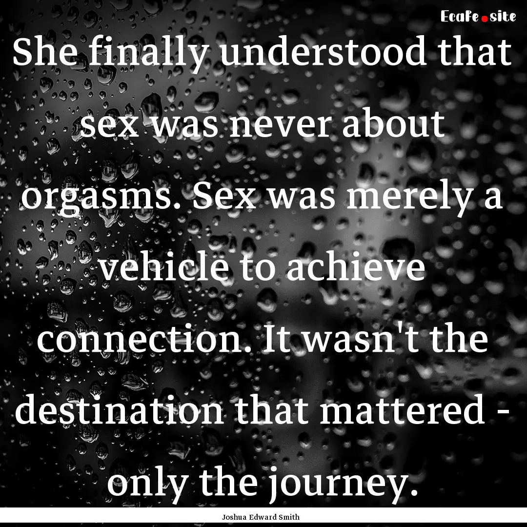 She finally understood that sex was never.... : Quote by Joshua Edward Smith