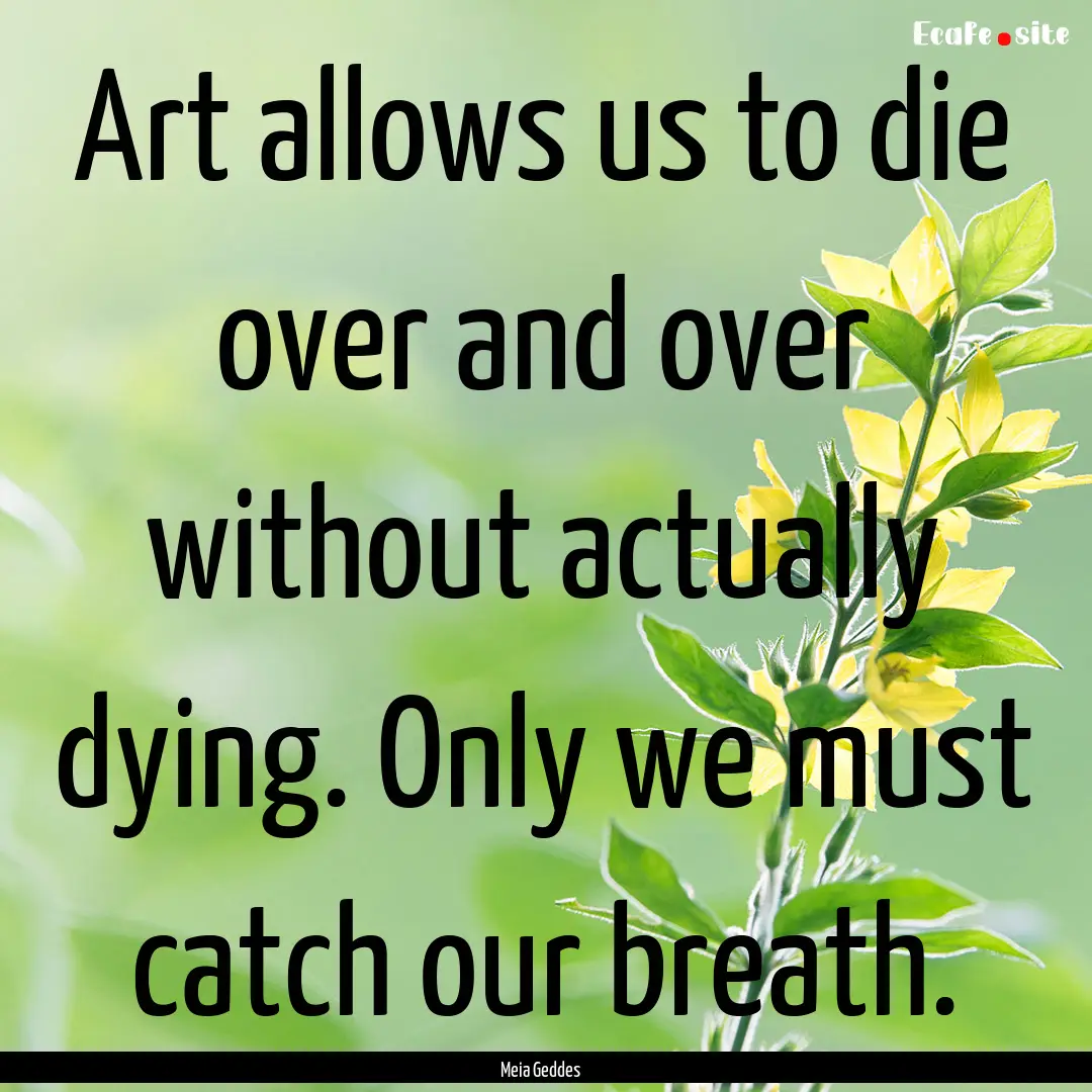 Art allows us to die over and over without.... : Quote by Meia Geddes