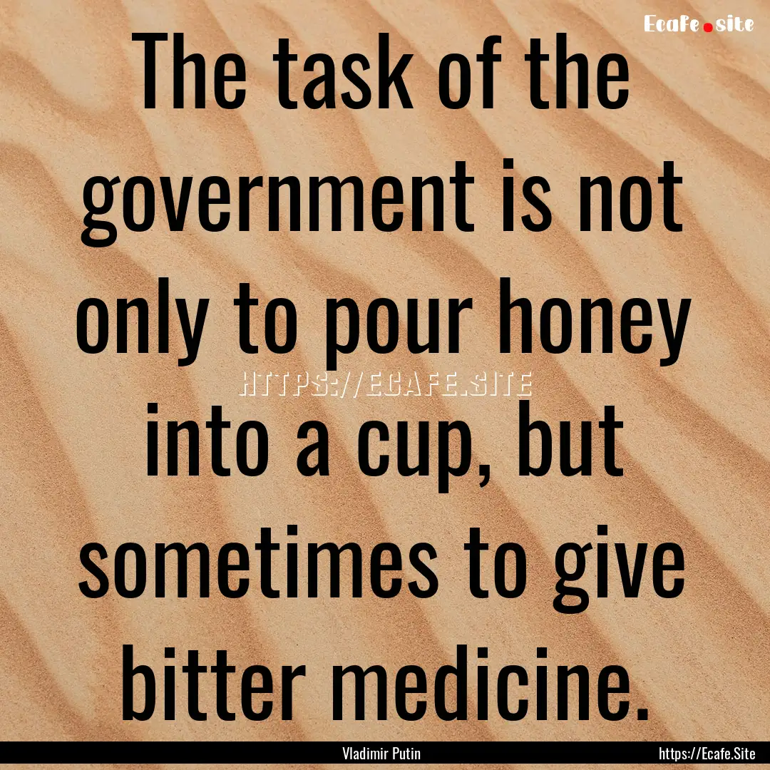 The task of the government is not only to.... : Quote by Vladimir Putin