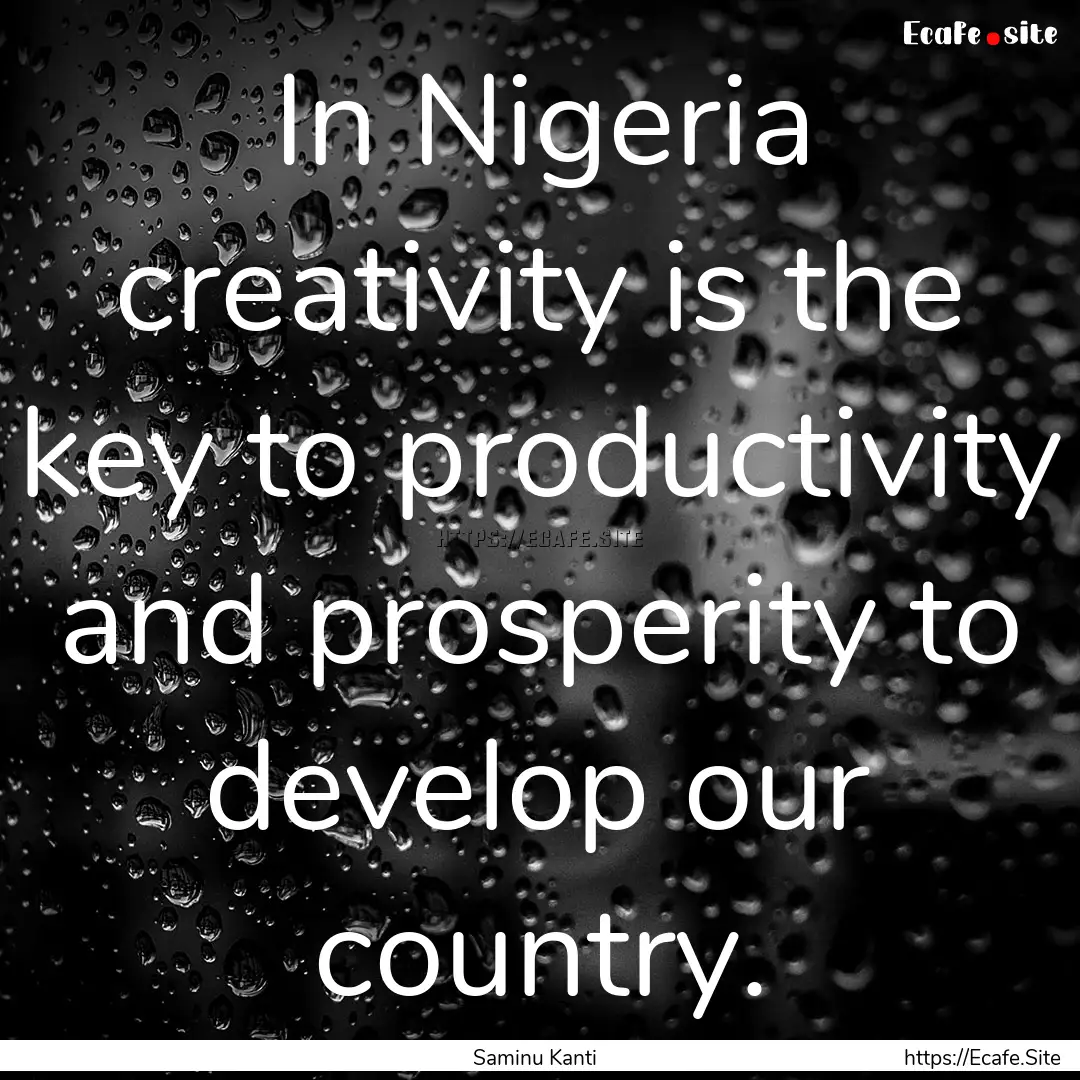 In Nigeria creativity is the key to productivity.... : Quote by Saminu Kanti