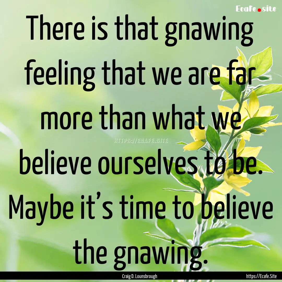 There is that gnawing feeling that we are.... : Quote by Craig D. Lounsbrough