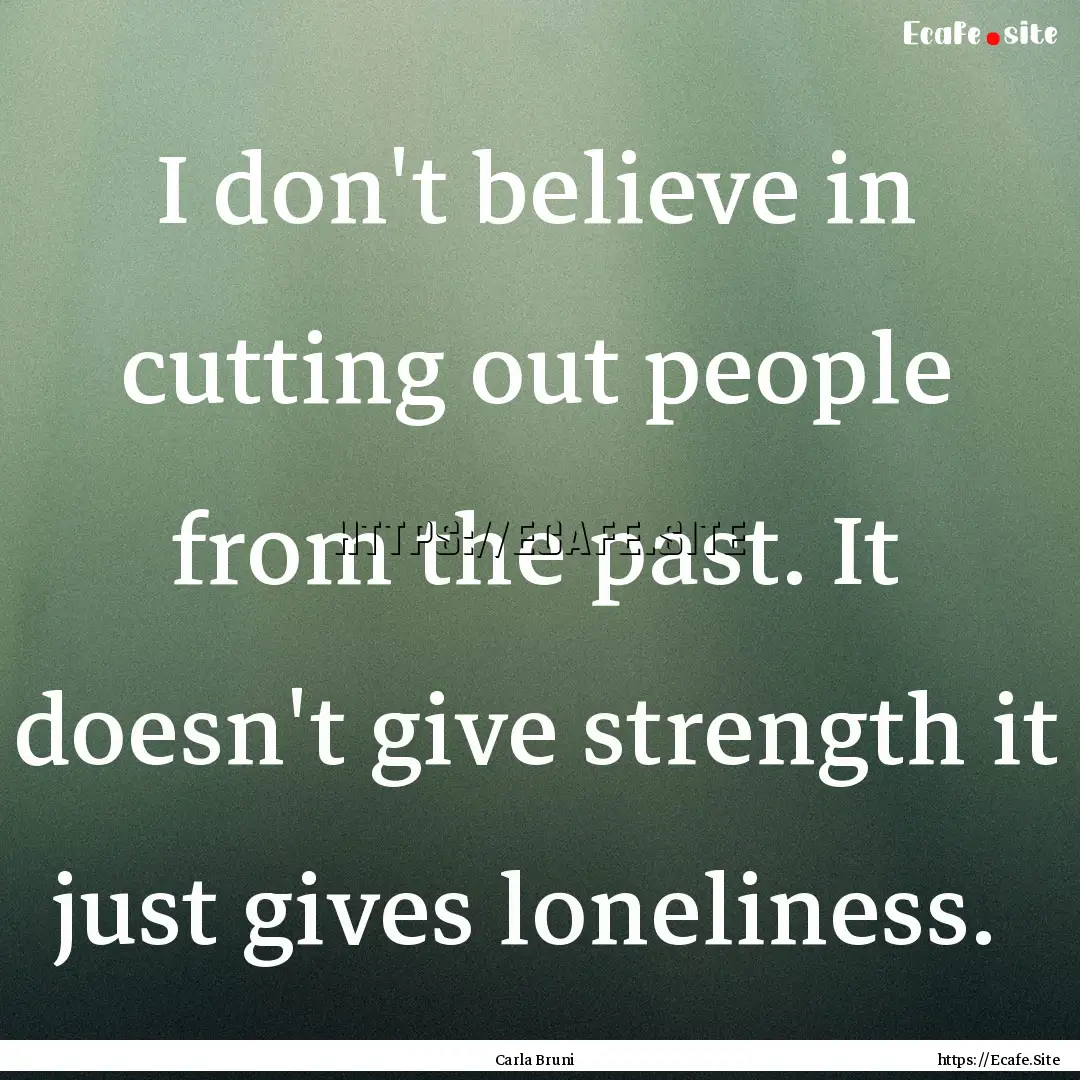 I don't believe in cutting out people from.... : Quote by Carla Bruni