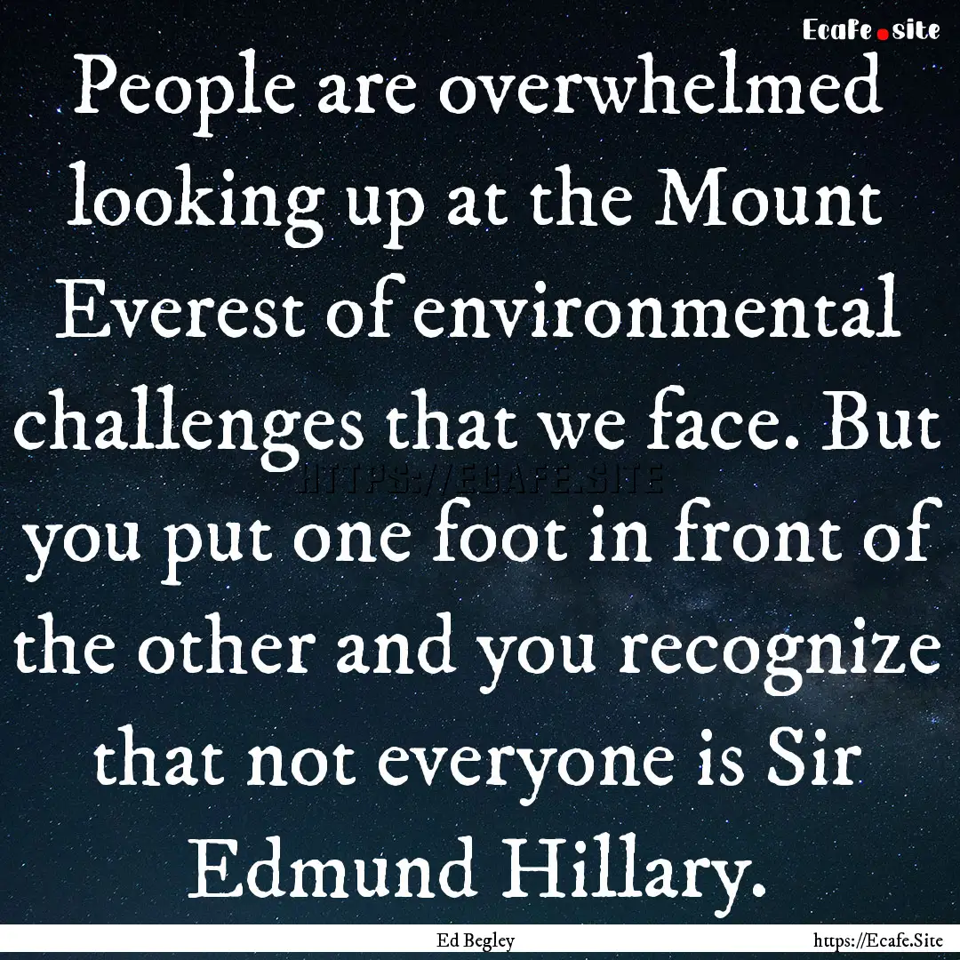 People are overwhelmed looking up at the.... : Quote by Ed Begley