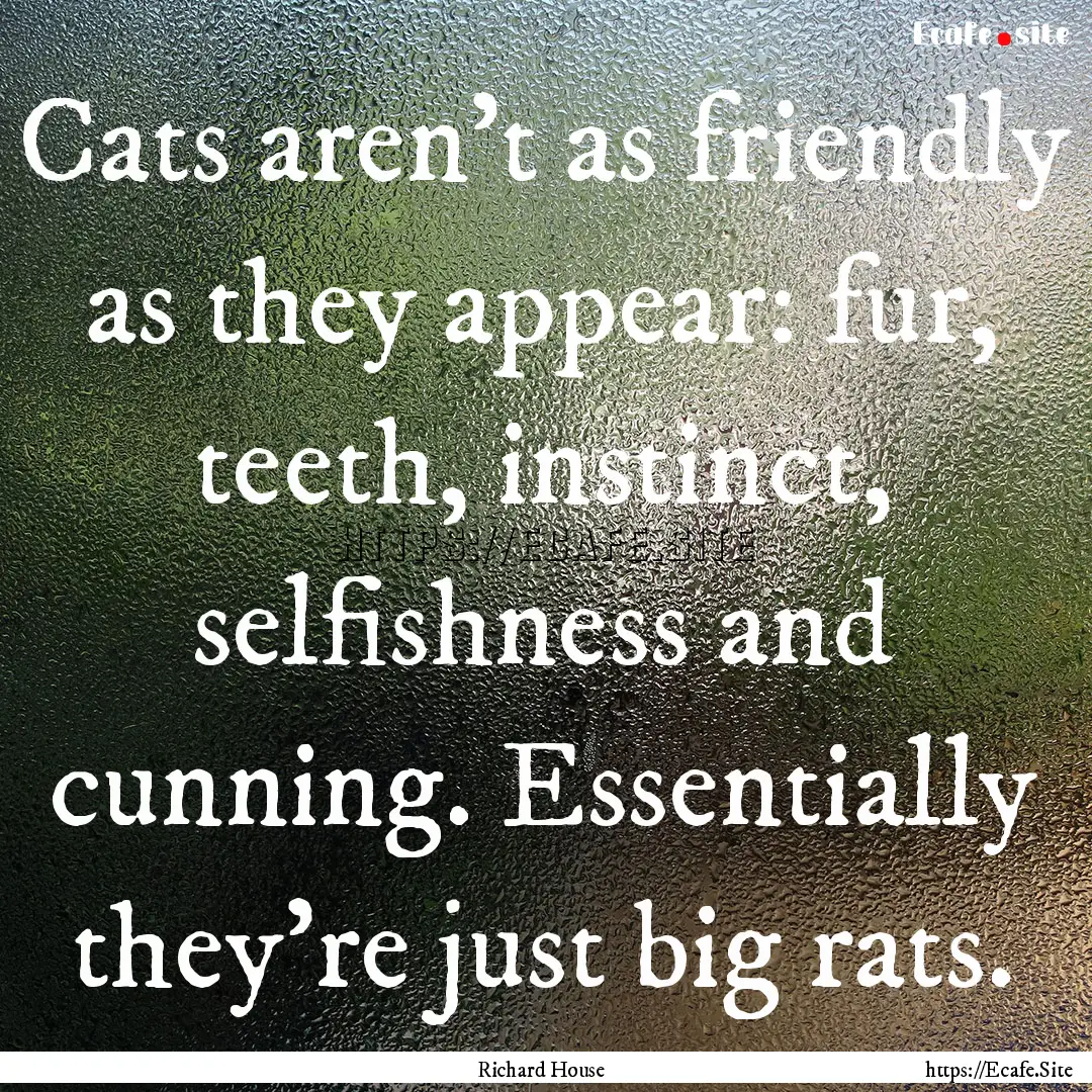 Cats aren’t as friendly as they appear:.... : Quote by Richard House