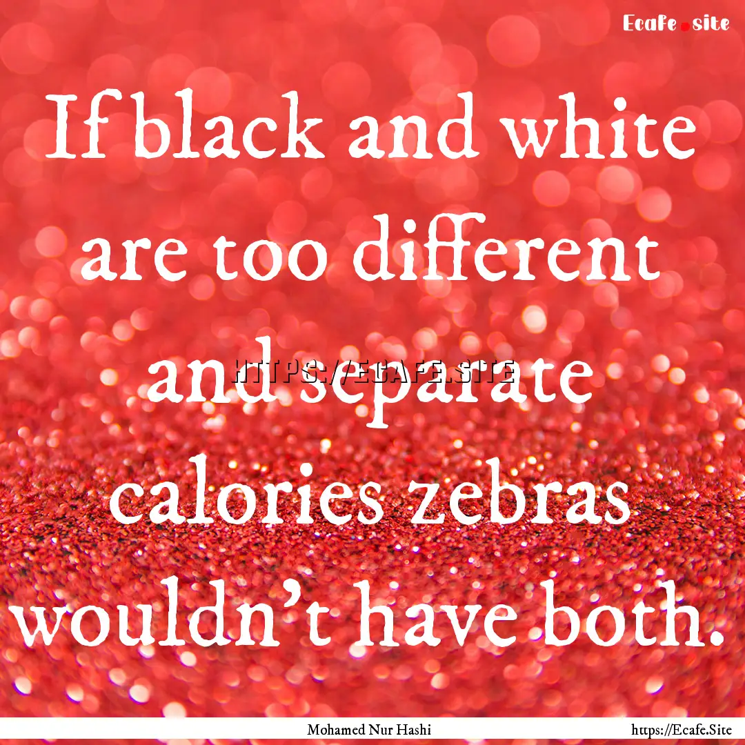 If black and white are too different and.... : Quote by Mohamed Nur Hashi