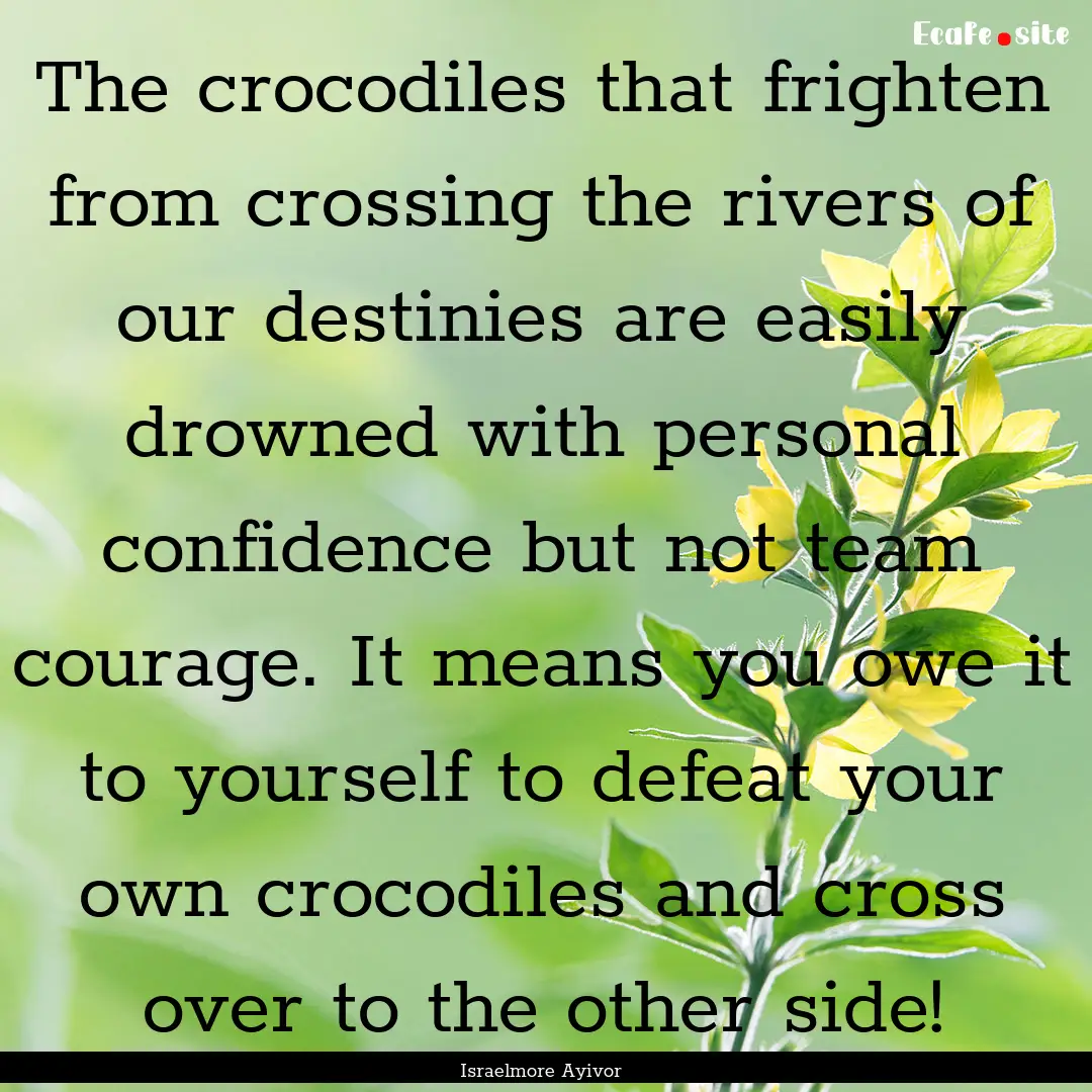 The crocodiles that frighten from crossing.... : Quote by Israelmore Ayivor