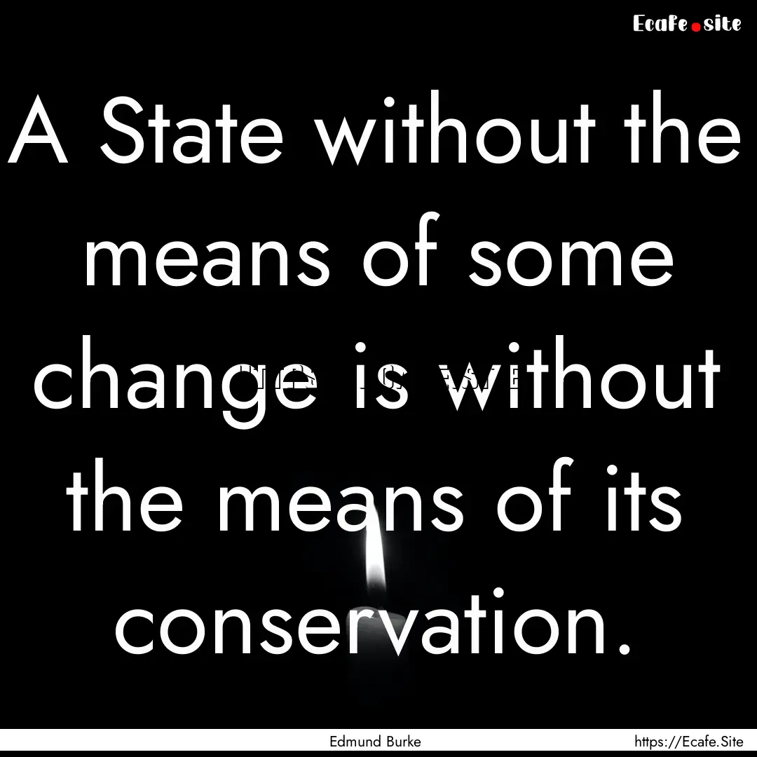 A State without the means of some change.... : Quote by Edmund Burke