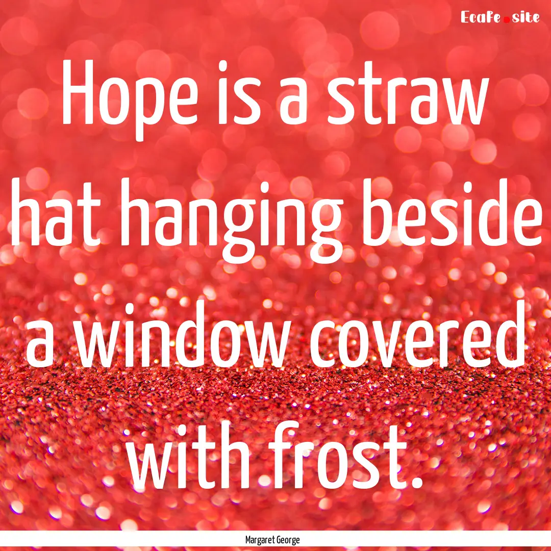 Hope is a straw hat hanging beside a window.... : Quote by Margaret George