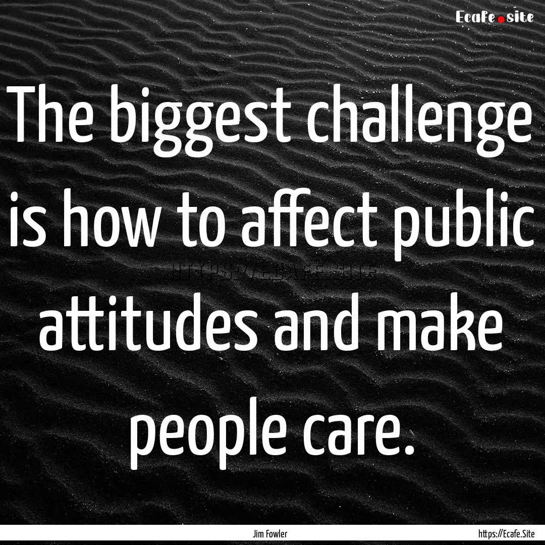 The biggest challenge is how to affect public.... : Quote by Jim Fowler