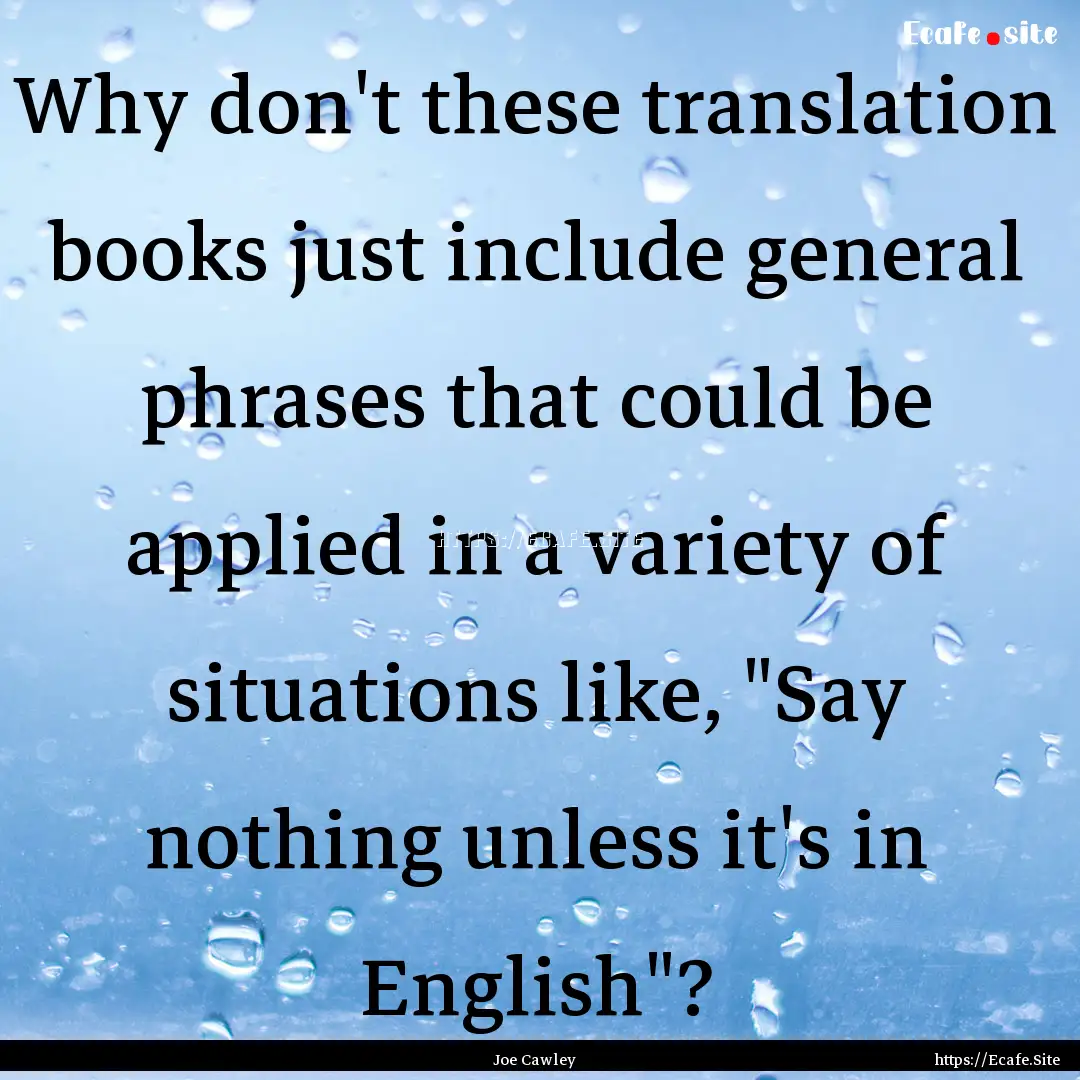 Why don't these translation books just include.... : Quote by Joe Cawley