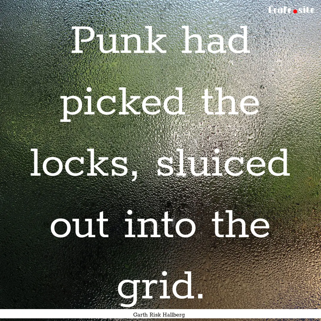 Punk had picked the locks, sluiced out into.... : Quote by Garth Risk Hallberg