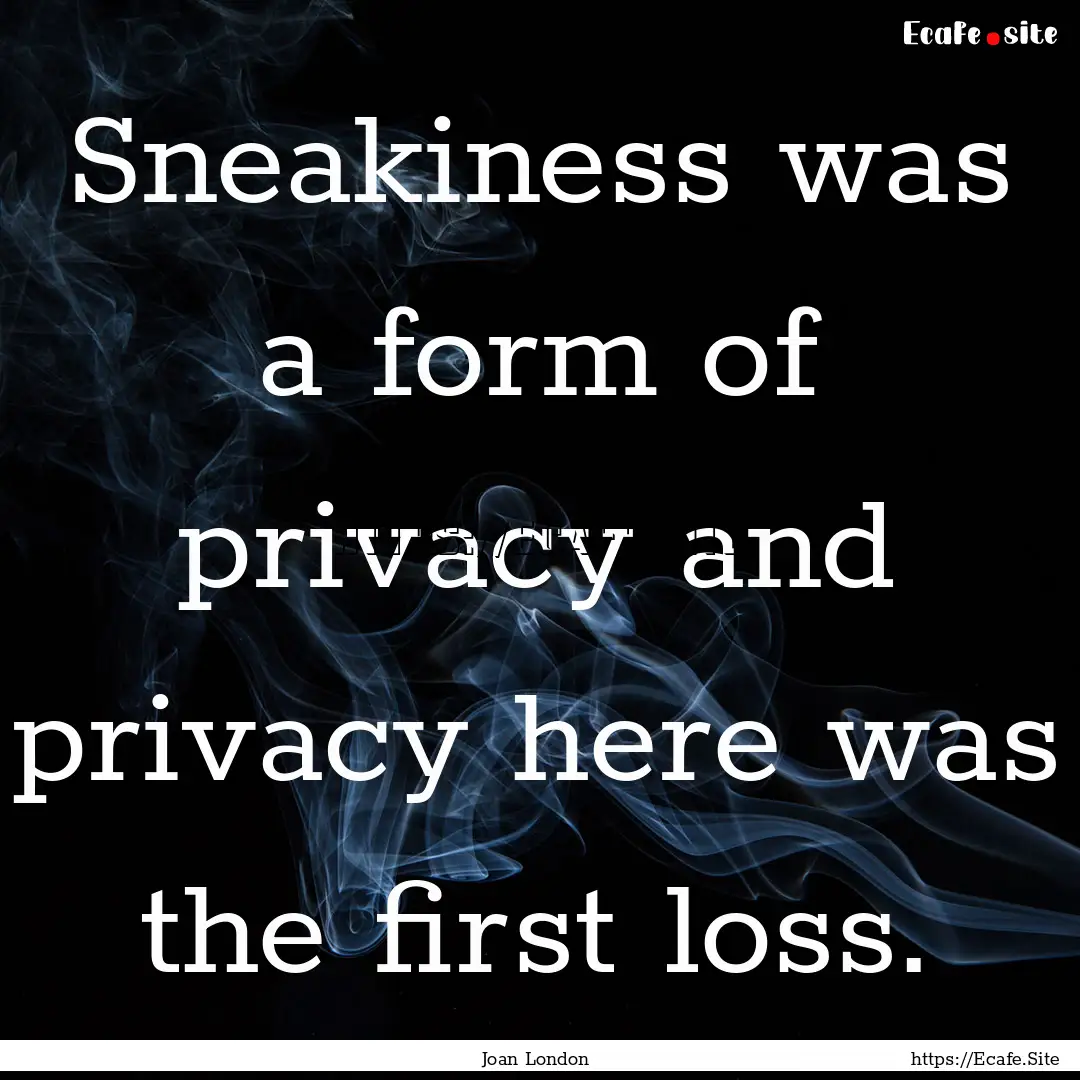 Sneakiness was a form of privacy and privacy.... : Quote by Joan London