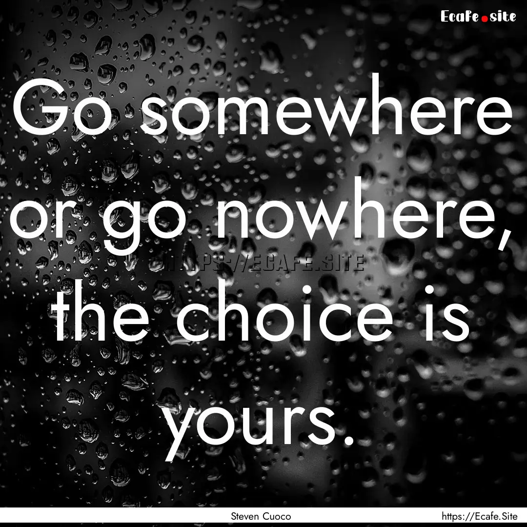 Go somewhere or go nowhere, the choice is.... : Quote by Steven Cuoco