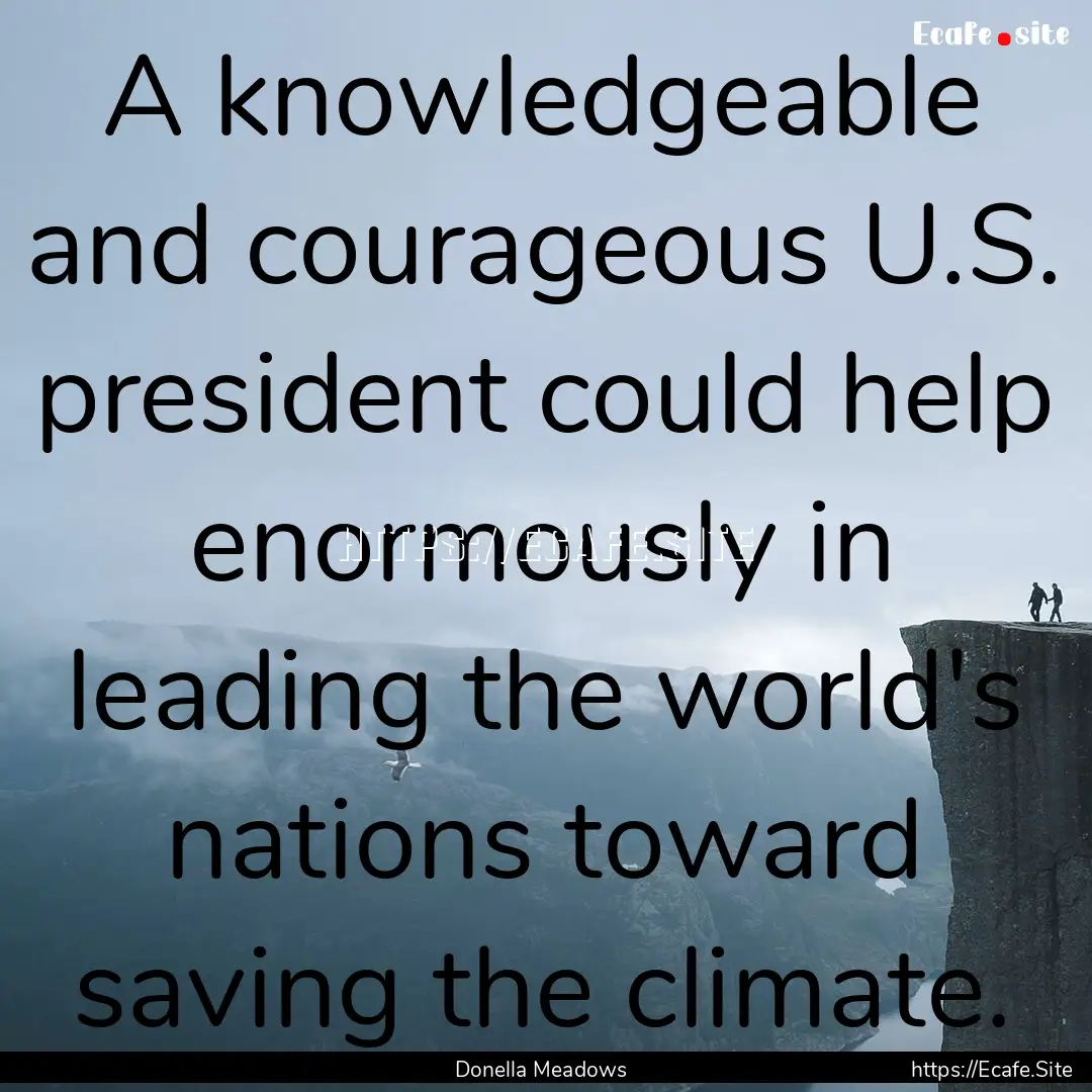 A knowledgeable and courageous U.S. president.... : Quote by Donella Meadows