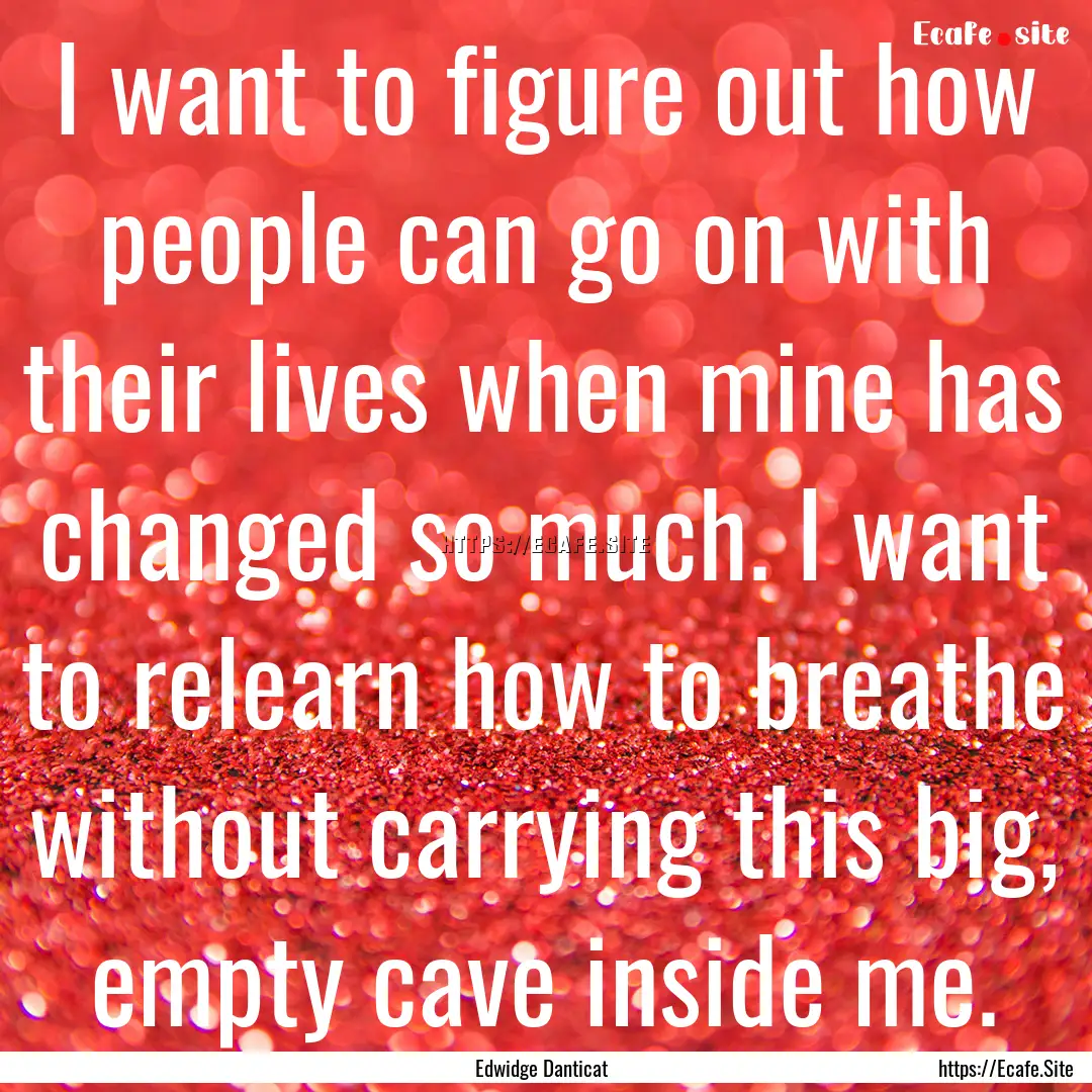 I want to figure out how people can go on.... : Quote by Edwidge Danticat