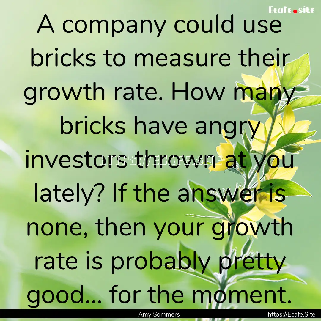 A company could use bricks to measure their.... : Quote by Amy Sommers