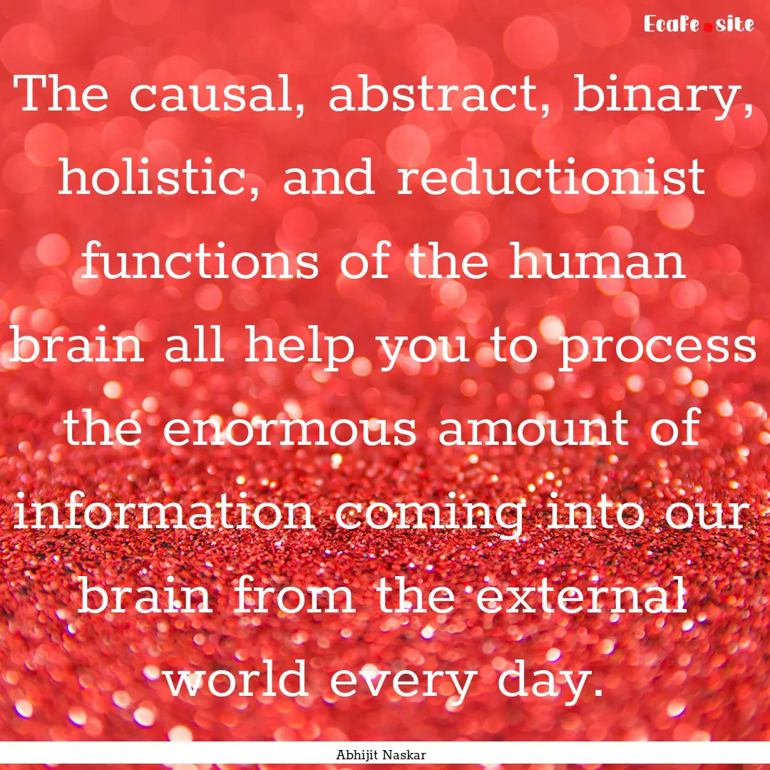 The causal, abstract, binary, holistic, and.... : Quote by Abhijit Naskar