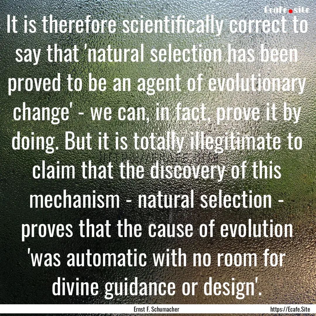 It is therefore scientifically correct to.... : Quote by Ernst F. Schumacher