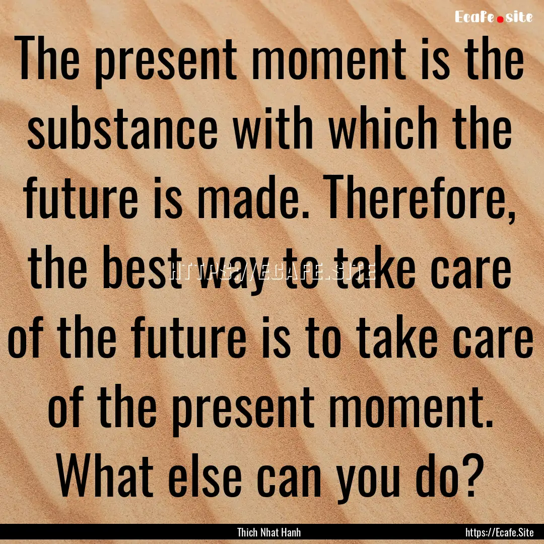 The present moment is the substance with.... : Quote by Thich Nhat Hanh