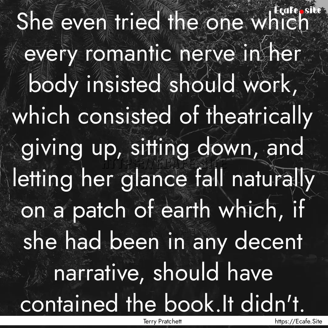 She even tried the one which every romantic.... : Quote by Terry Pratchett