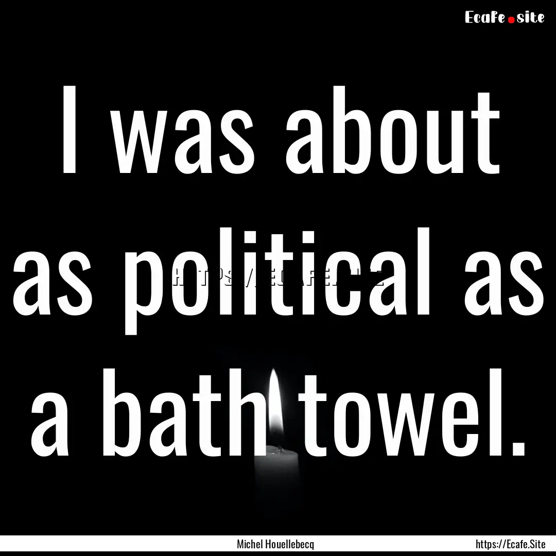 I was about as political as a bath towel..... : Quote by Michel Houellebecq