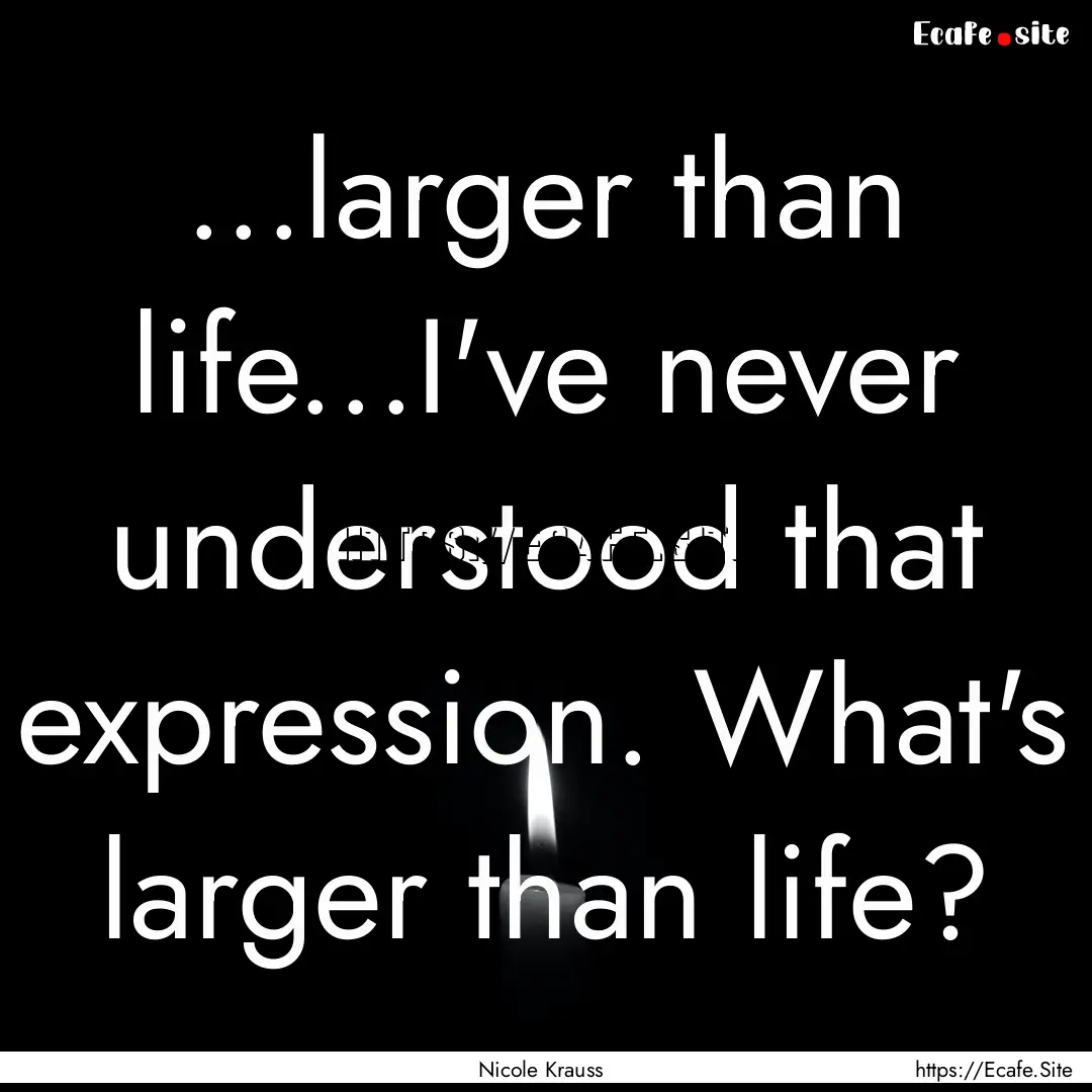 ...larger than life...I've never understood.... : Quote by Nicole Krauss