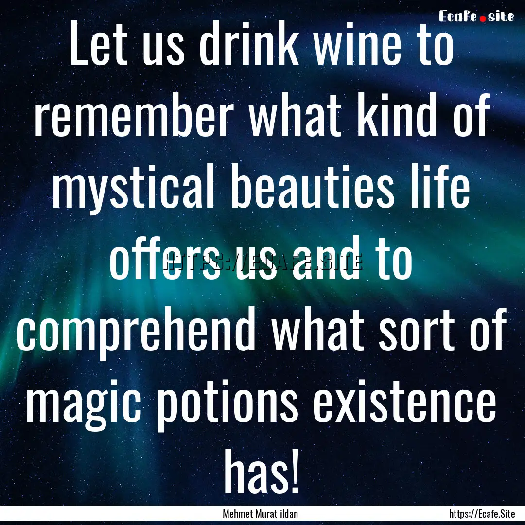 Let us drink wine to remember what kind of.... : Quote by Mehmet Murat ildan