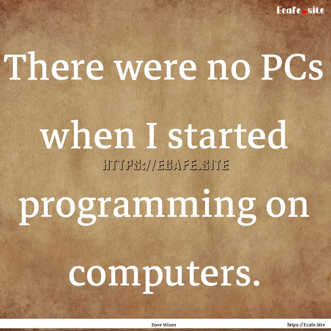 There were no PCs when I started programming.... : Quote by Dave Winer