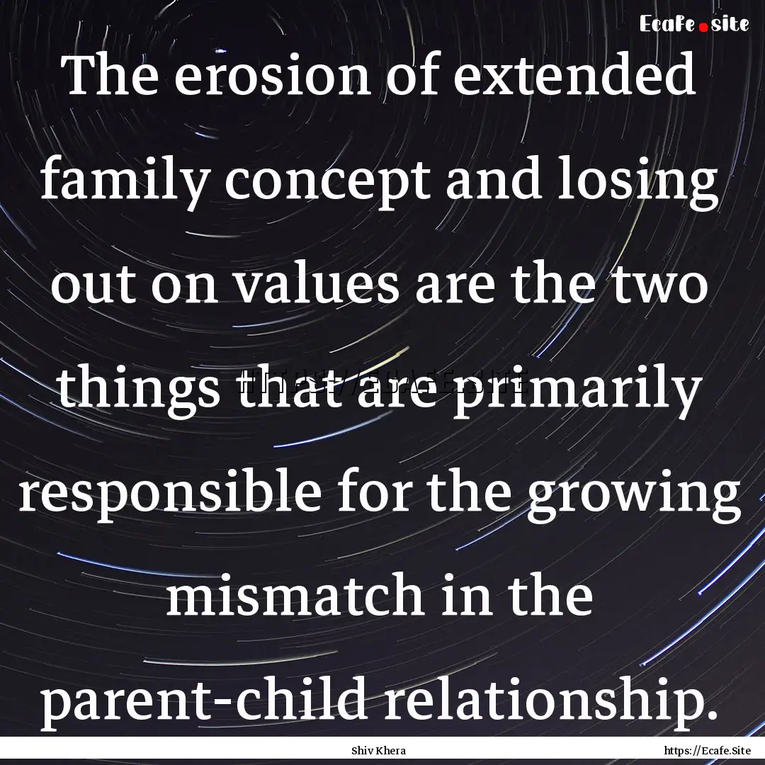 The erosion of extended family concept and.... : Quote by Shiv Khera