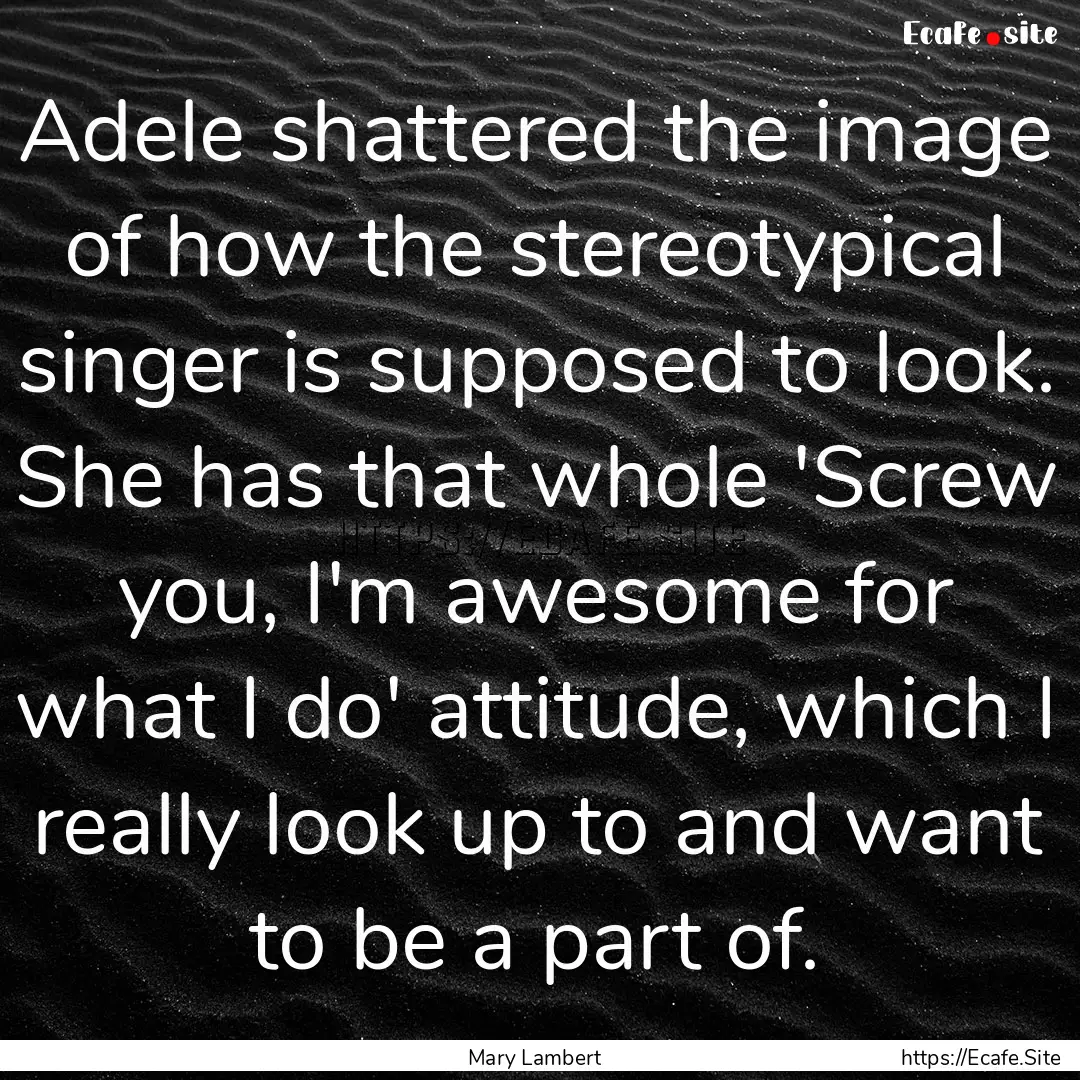 Adele shattered the image of how the stereotypical.... : Quote by Mary Lambert