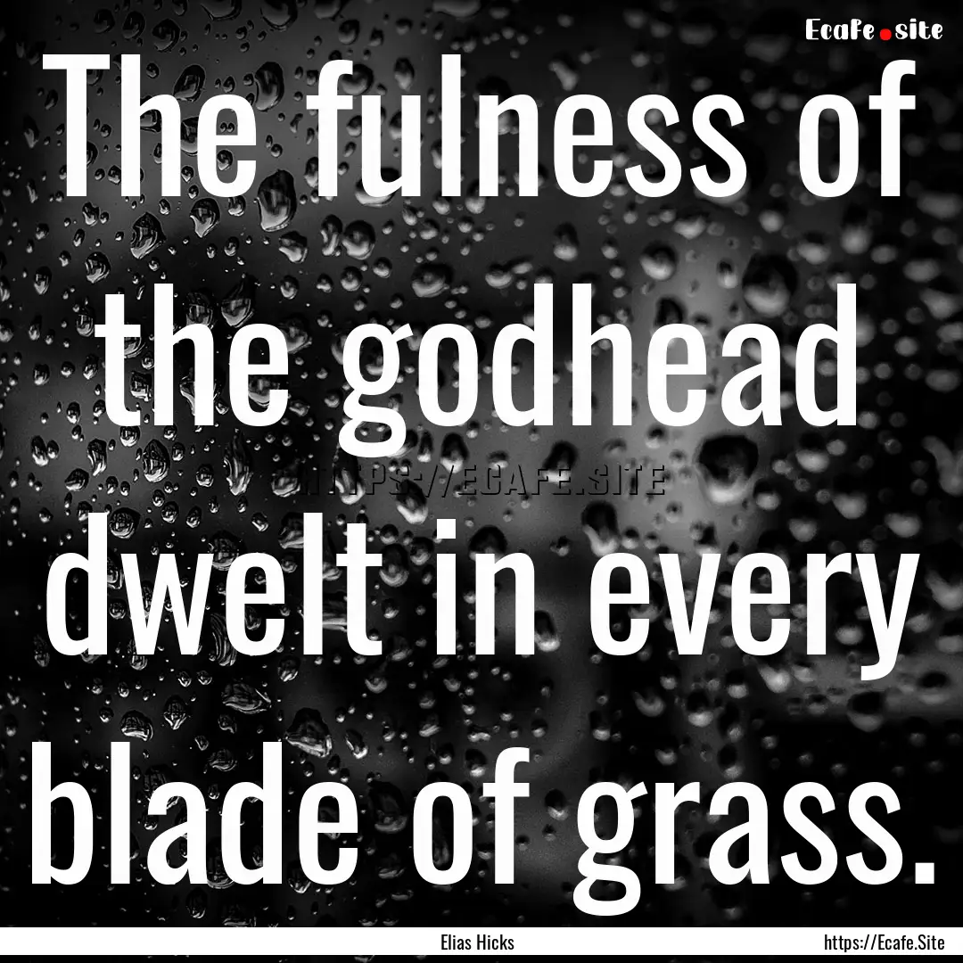 The fulness of the godhead dwelt in every.... : Quote by Elias Hicks