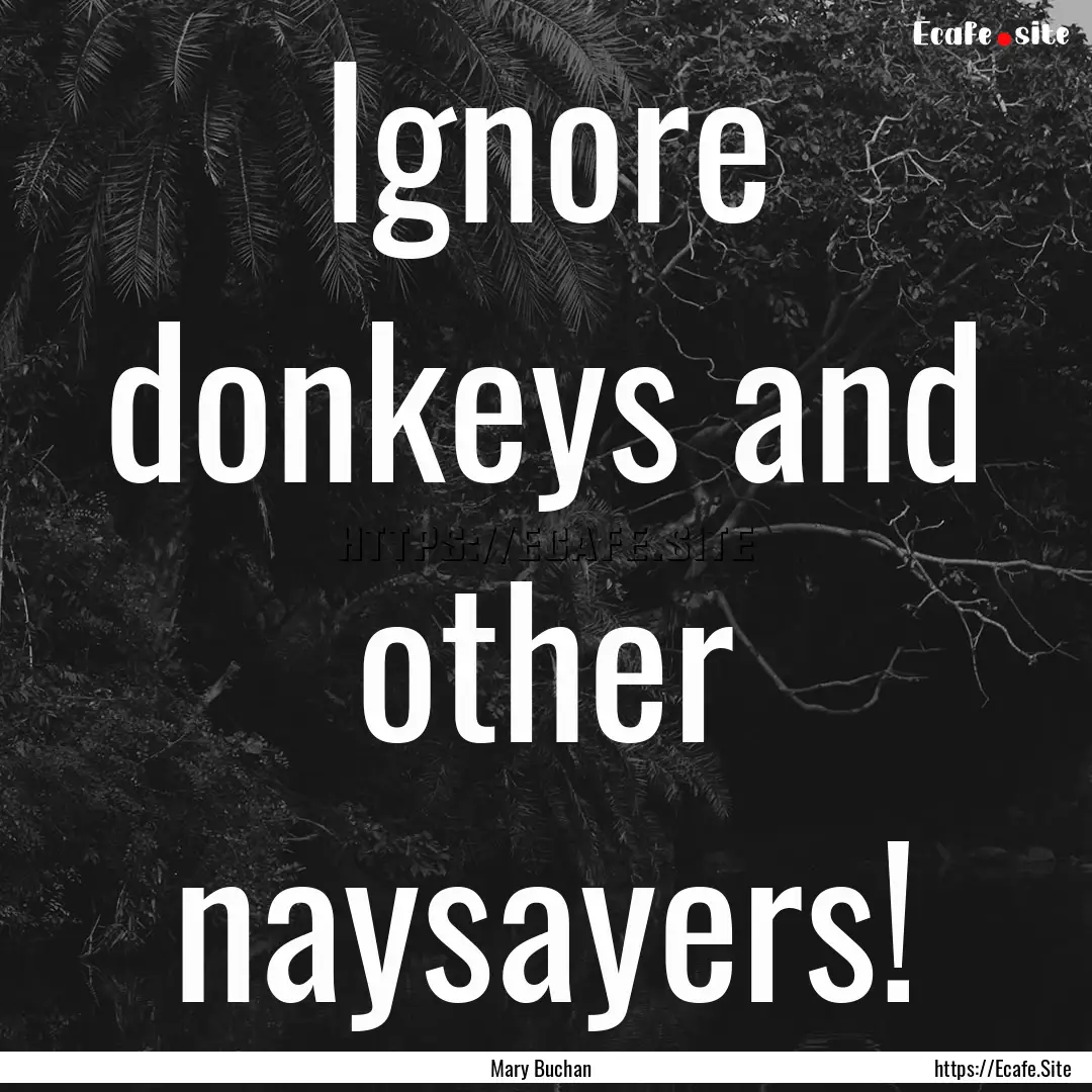 Ignore donkeys and other naysayers! : Quote by Mary Buchan