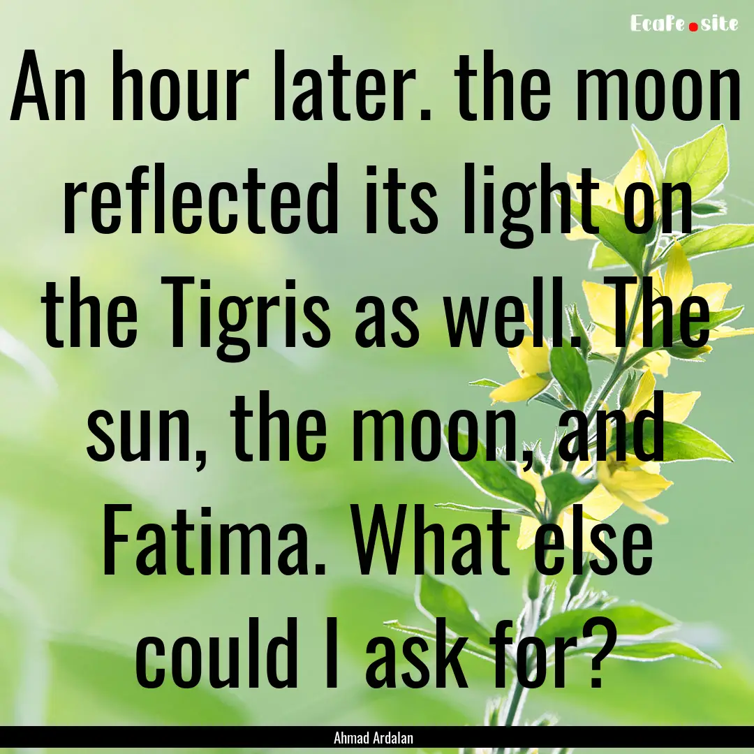 An hour later. the moon reflected its light.... : Quote by Ahmad Ardalan