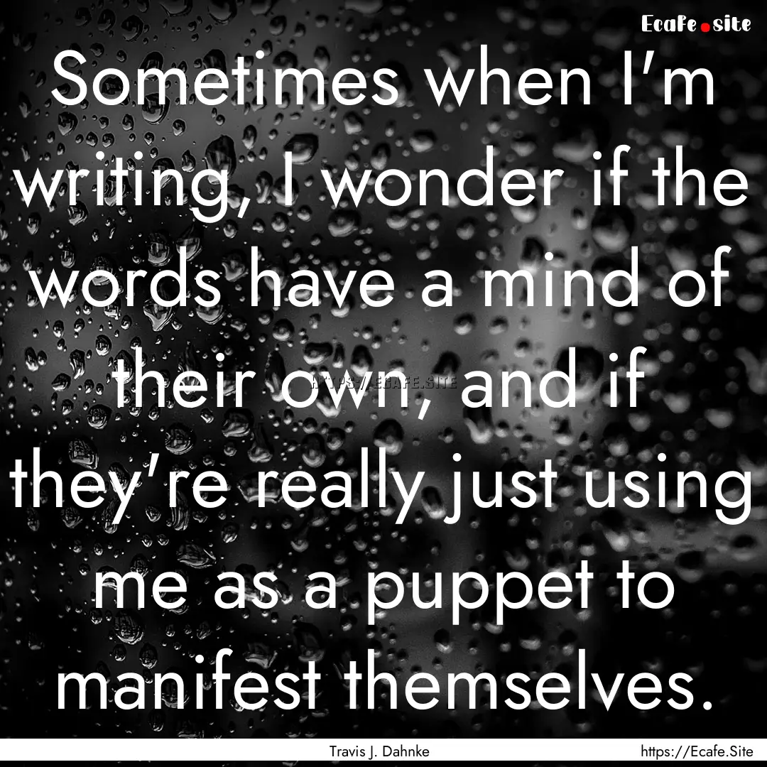 Sometimes when I'm writing, I wonder if the.... : Quote by Travis J. Dahnke