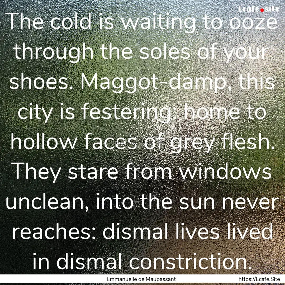 The cold is waiting to ooze through the soles.... : Quote by Emmanuelle de Maupassant