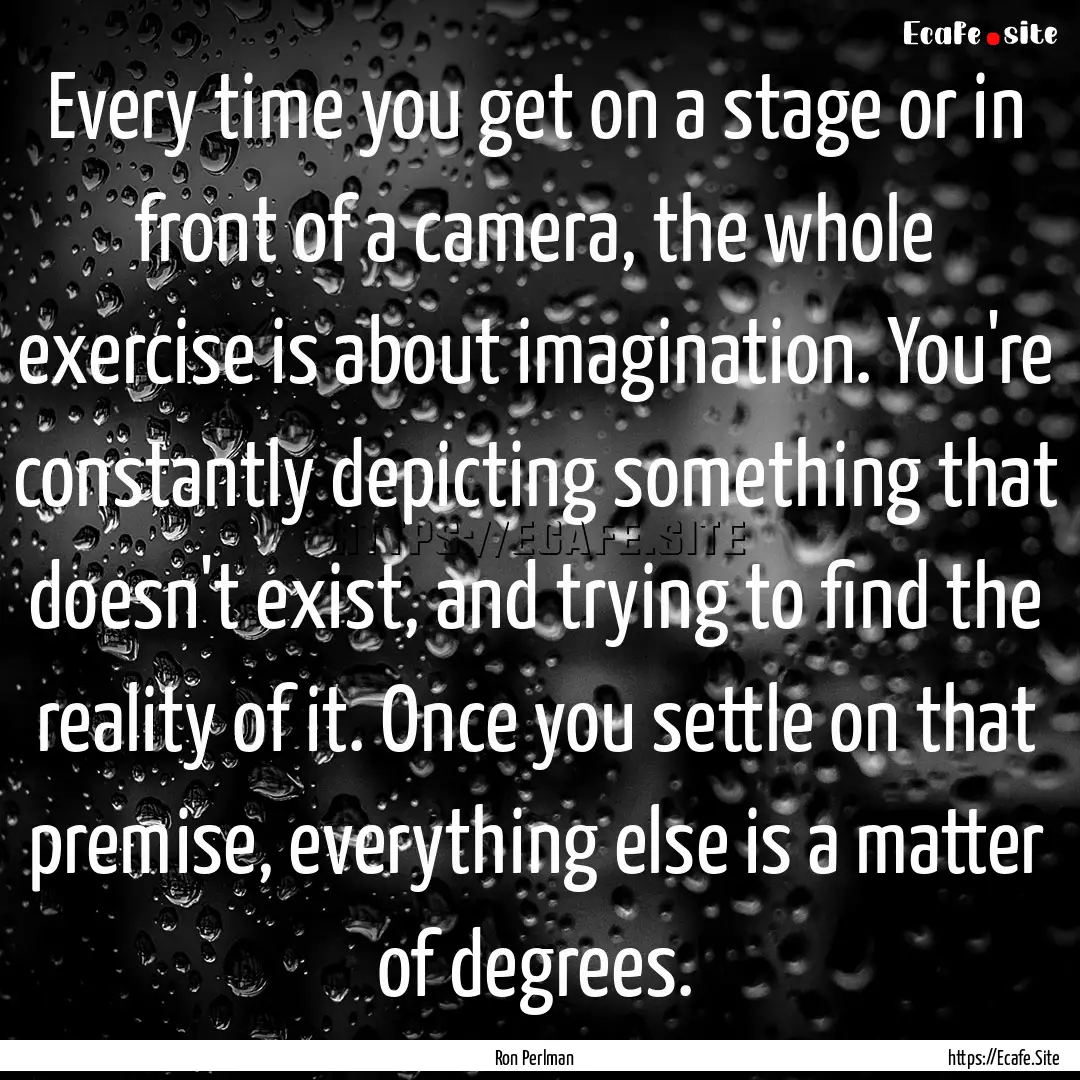 Every time you get on a stage or in front.... : Quote by Ron Perlman