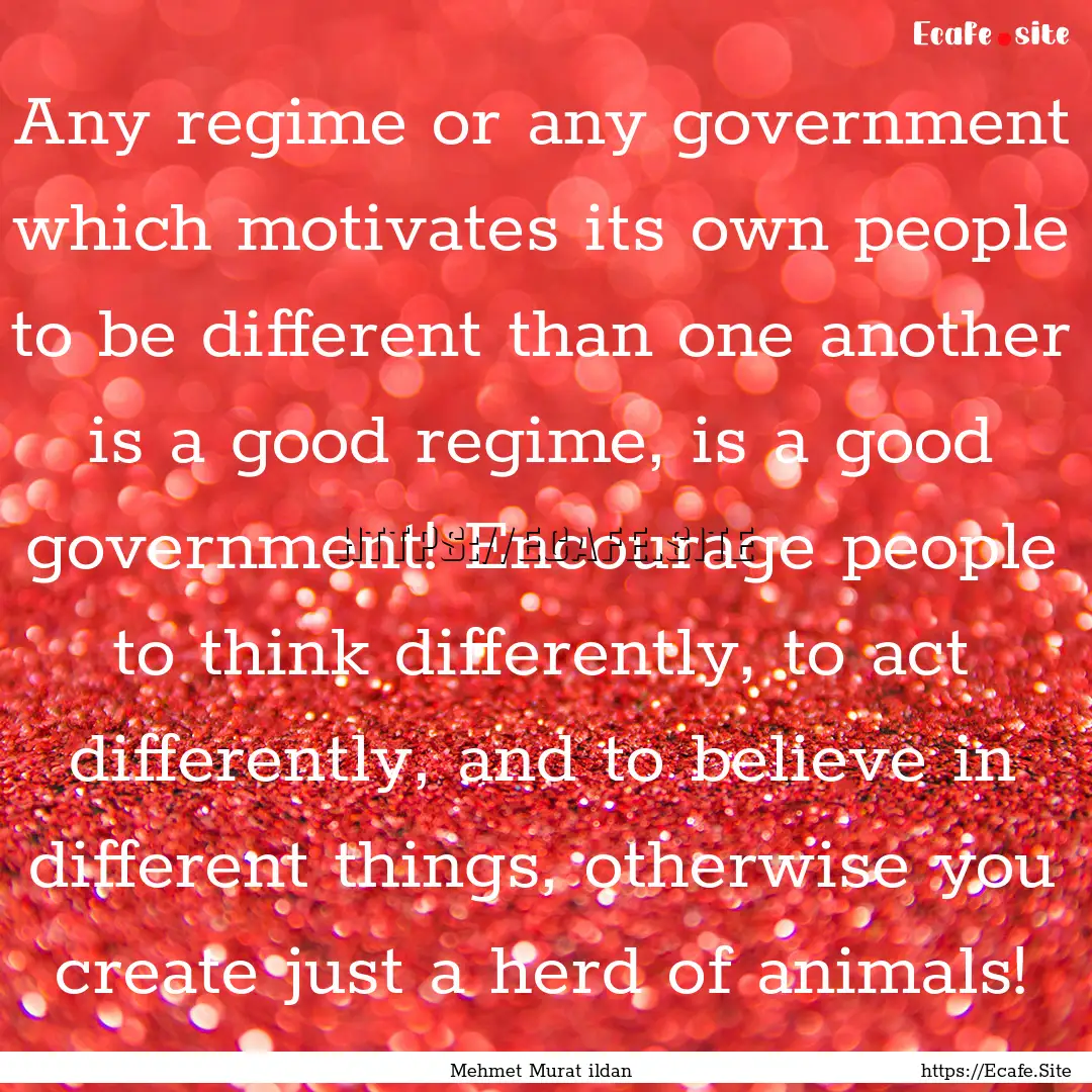 Any regime or any government which motivates.... : Quote by Mehmet Murat ildan