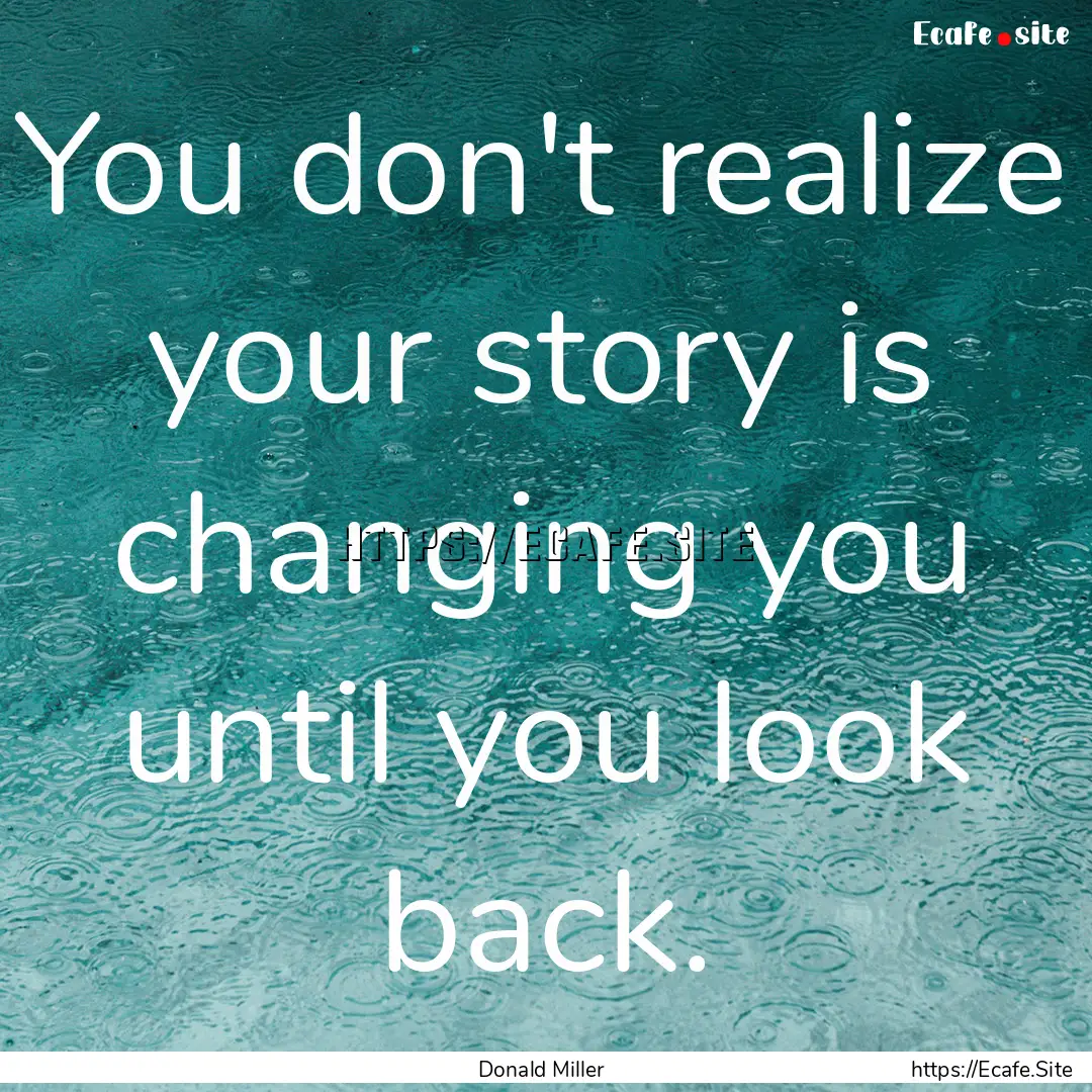 You don't realize your story is changing.... : Quote by Donald Miller