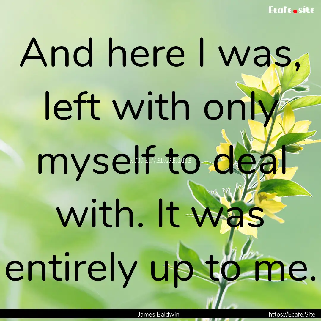 And here I was, left with only myself to.... : Quote by James Baldwin