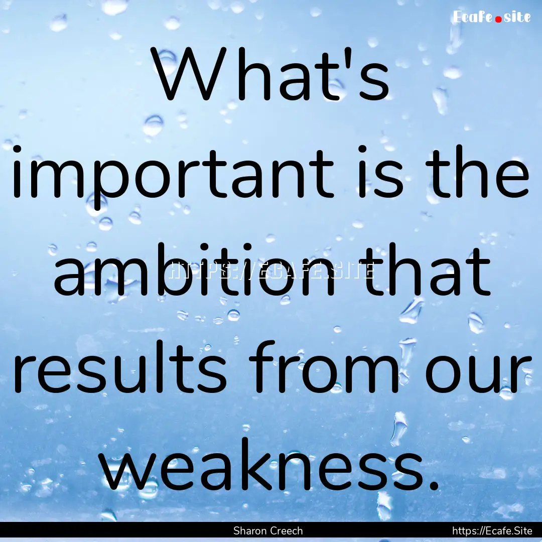 What's important is the ambition that results.... : Quote by Sharon Creech